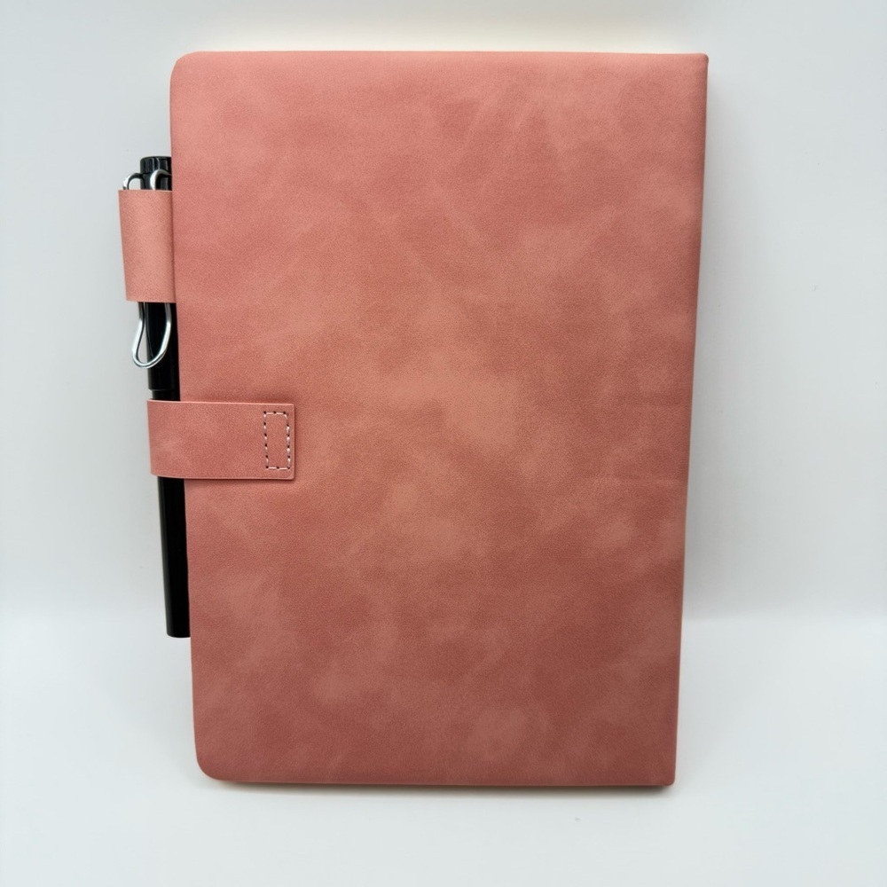 Vintage A5 Leather Notebook Pink Soft Cover & Bookmark - Picture 2 of 5